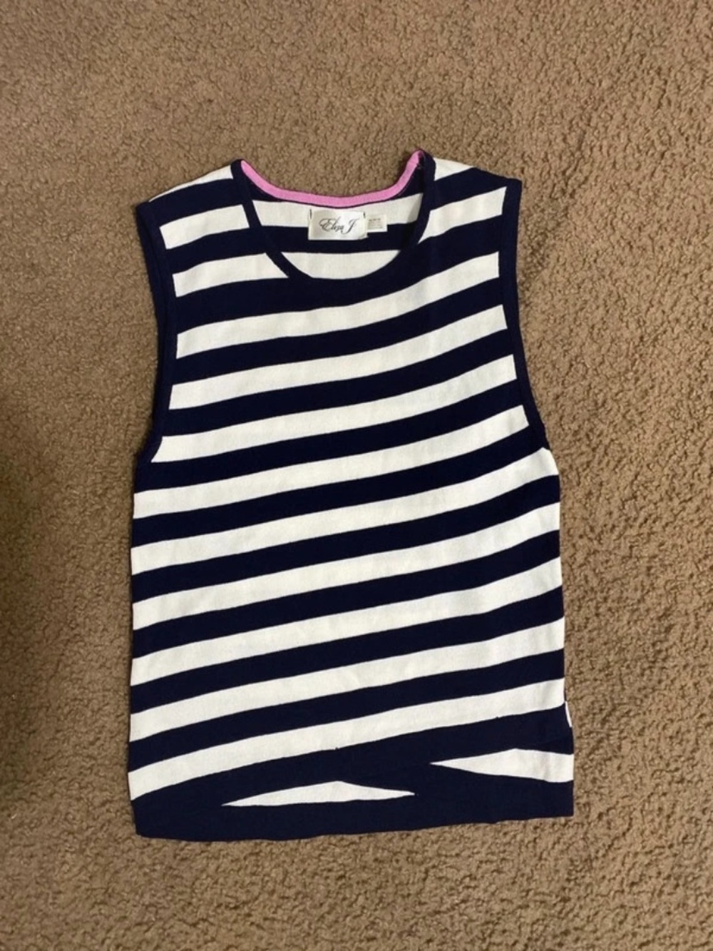 Eliza J Horizontally Striped Sleeveless Tank Top
